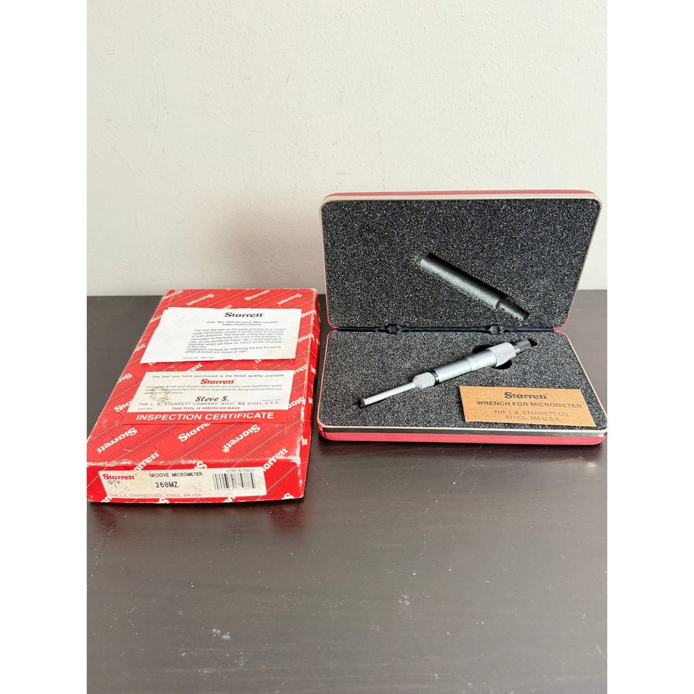 Starrett 260MZ Groove Micrometer 0-25mm Precision Machinist Tool Case Wrench